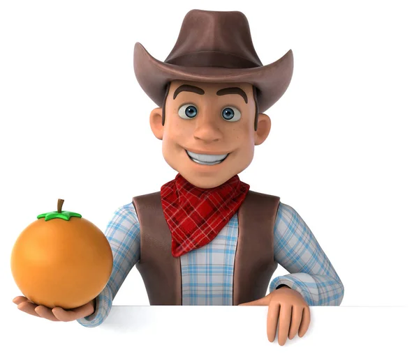 Fun Cowboy Mit Orange Illustration — Stockfoto