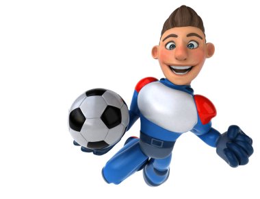 Eğlenceli çizgi film karakteri ile topu - 3d çizim