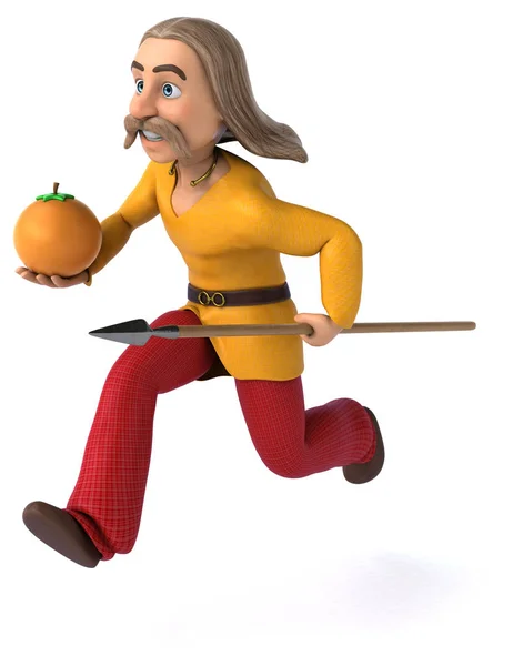 Spaß Cartoon Figur Mit Orange Illustration — Stockfoto