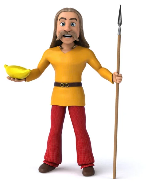 Spaß Cartoon Figur Mit Banane Illustration — Stockfoto