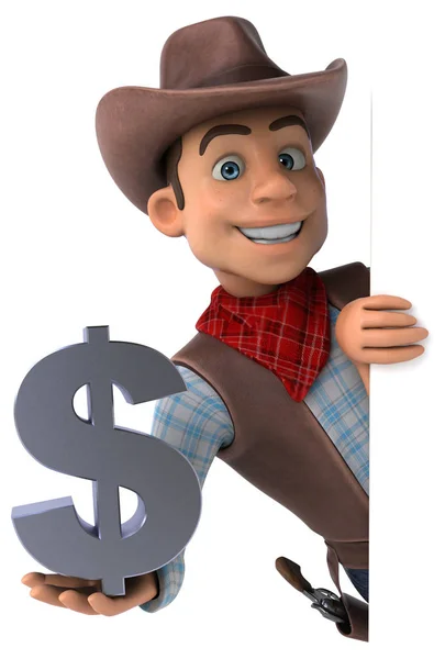 Divertido Personaje Dibujos Animados Con Dólar Ilustración —  Fotos de Stock