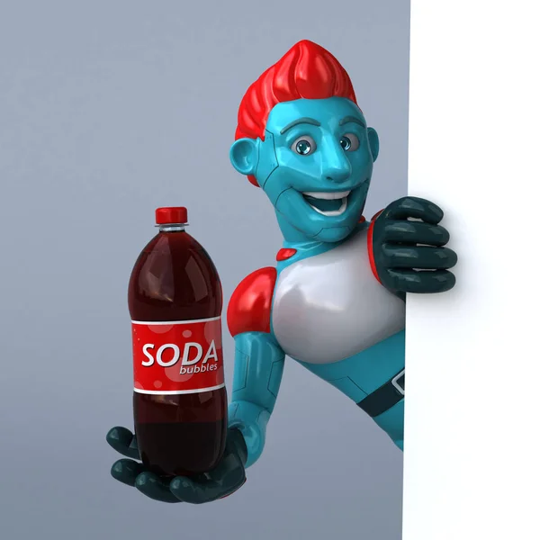 Spaß Cartoon Figur Mit Soda Illustration — Stockfoto