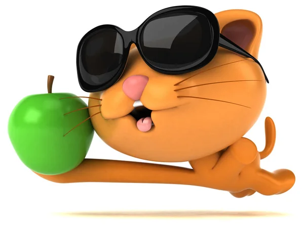 Spaß Cartoon Figur Mit Apfel Illustration — Stockfoto