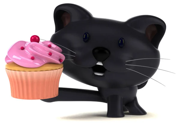 Divertente Personaggio Dei Cartoni Animati Con Cupcake Illustrazione — Foto Stock