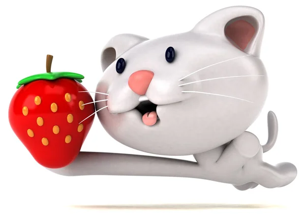 Spaß Cartoon Figur Mit Erdbeere Illustration — Stockfoto