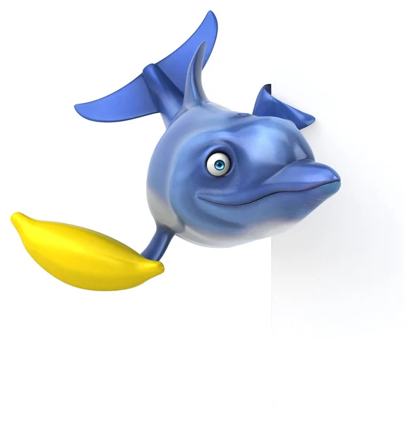 Rolig Tecknad Figur Med Banan Illustration — Stockfoto