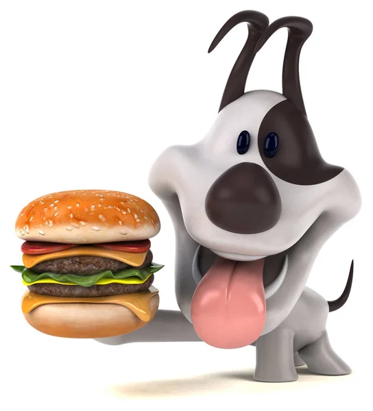 Leuk Personage Met Hamburger Illustratie — Stockfoto