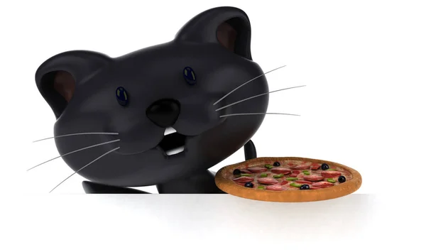 Rolig Tecknad Figur Med Pizza Illustration — Stockfoto