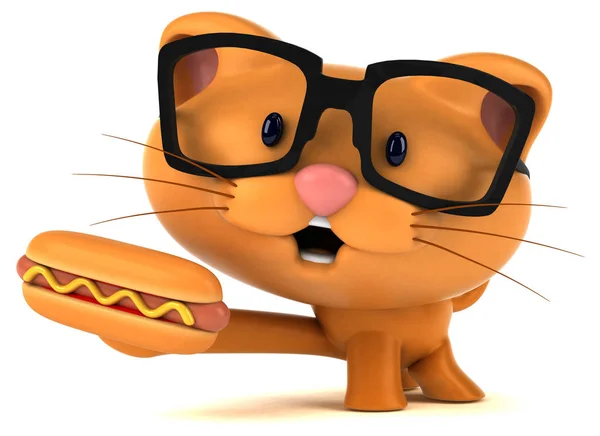 Rolig Tecknad Figur Med Hotdog Illustration — Stockfoto