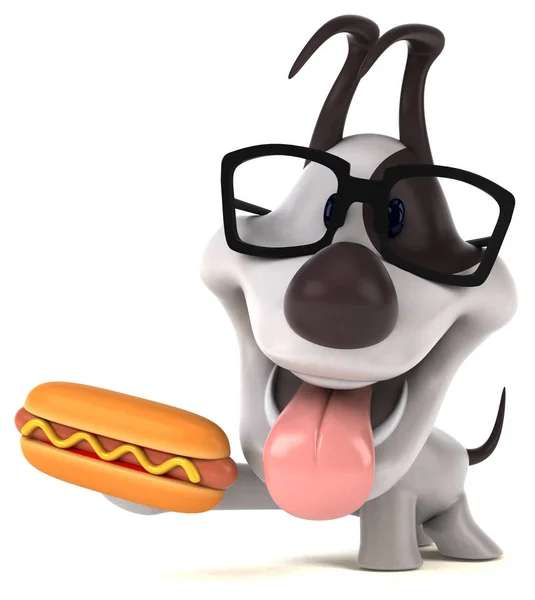 Spaß Cartoon Figur Mit Hotdog Illustration — Stockfoto