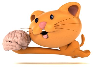 Eğlenceli çizgi film karakteri ile beyin - 3d çizim