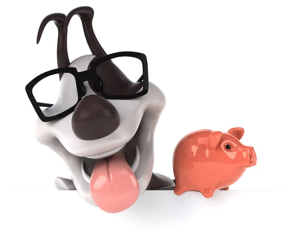 Spaß Cartoon Figur Mit Sparschwein Illustration — Stockfoto