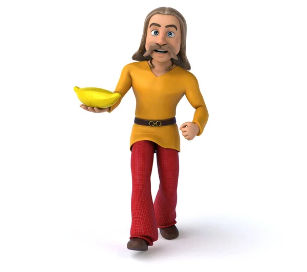 Divertido Personaje Dibujos Animados Con Plátano Ilustración —  Fotos de Stock
