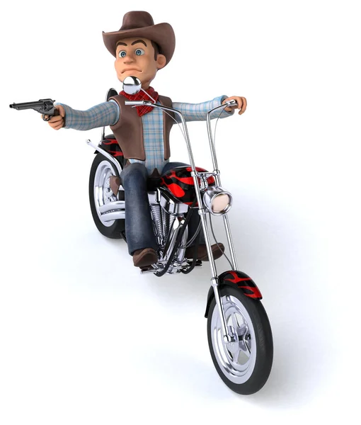 Tecknad Figur Med Motorcykel Illustration — Stockfoto