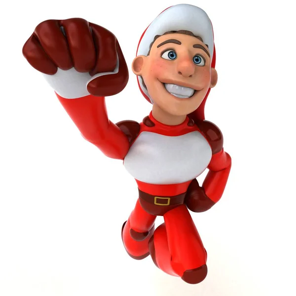 Personagem Desenho Animado Divertido Super Papai Noel Ilustração — Fotografia de Stock