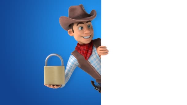 Fun Cartoon Character Padlock Animation — Stock Video