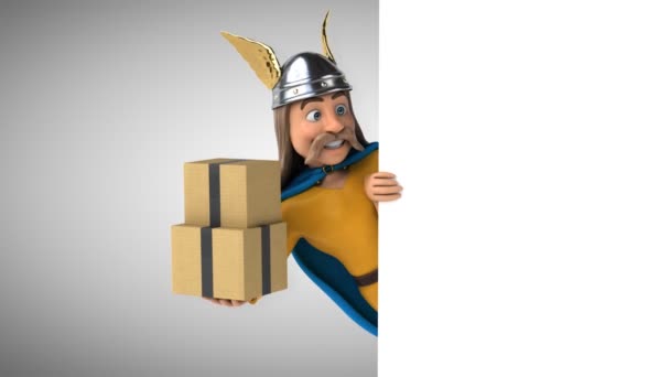 Смішний Мультиплікаційний Персонаж Коробками Анімація — стокове відео