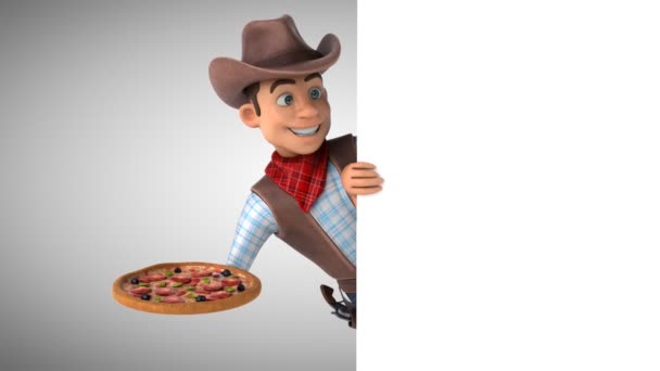 Personagem Desenho Animado Divertido Com Pizza Animação — Vídeo de Stock