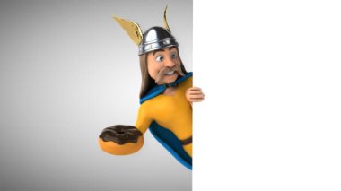 Donut ile komik çizgi film karakteri galya - 3d animasyon 