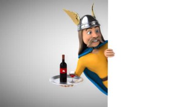 Şarap ile Komik çizgi film karakteri gaulois - 3d animasyon 