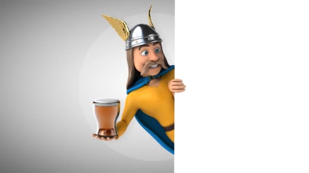 Funny Cartoon Character Beer Animation — Stock Video