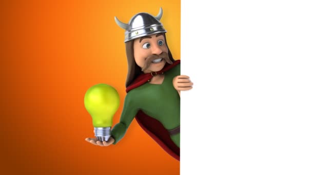 Fun Cartoon Character Light Bulb Animation — Stock Video