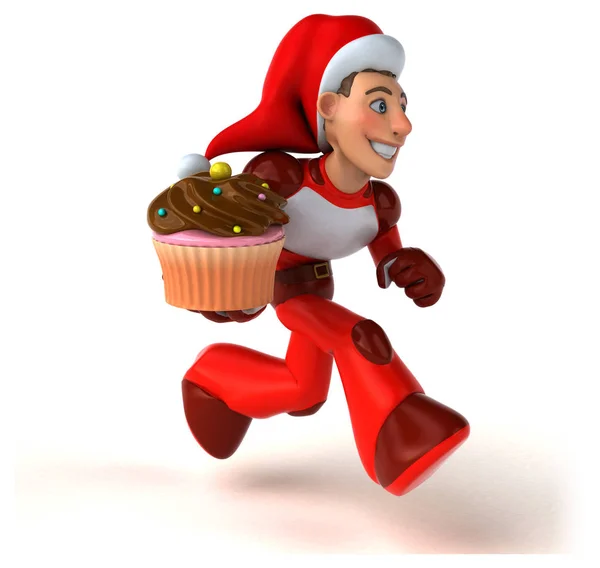 Personaggio Cartone Animato Con Cupcake Illustrazione — Foto Stock