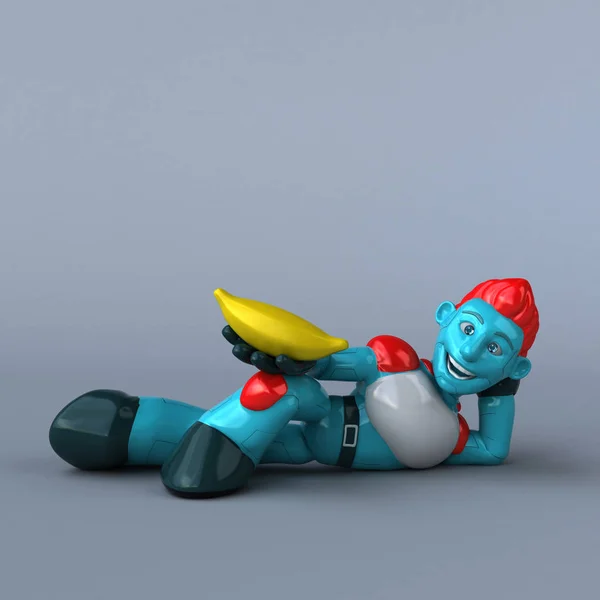 Rolig Tecknad Figur Med Banan Illustration — Stockfoto