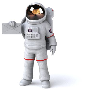 Eğlenceli astronot karakteri - 3D İllüstrasyon
