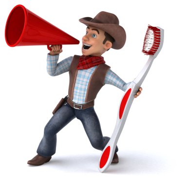 Diş fırçası ile eğlenceli çizgi film karakteri - 3d İllüstrasyon