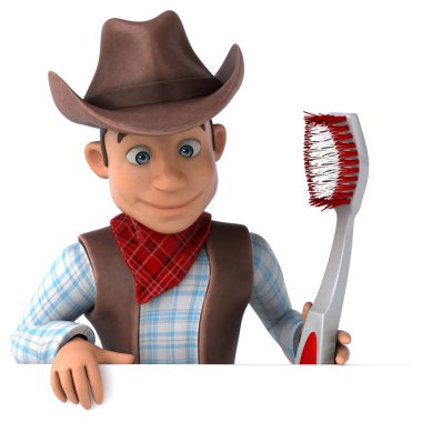 Diş fırçası ile eğlenceli çizgi film karakteri - 3d İllüstrasyon