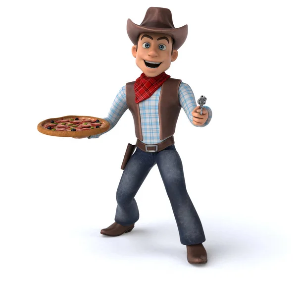 Zeichentrickfigur Mit Pizza Illustration — Stockfoto