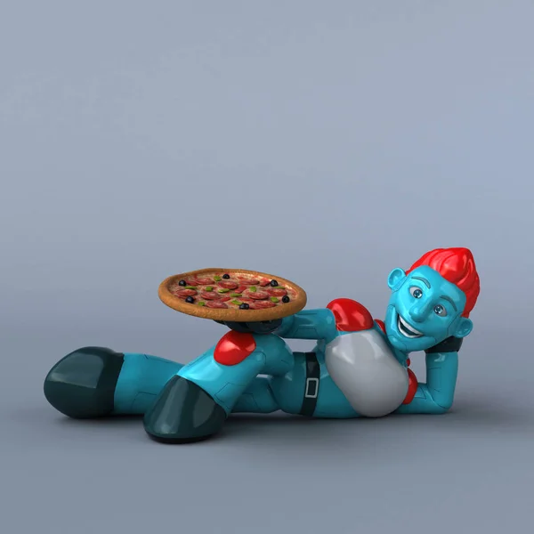 Seriefiguren Med Pizza Illustration — Stockfoto