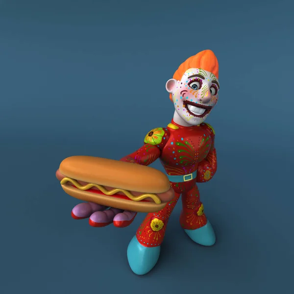 Hotdog Illusztráció Rajzfilmfigura — Stock Fotó