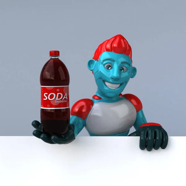 Divertido Personaje Dibujos Animados Con Soda Ilustración — Foto de Stock