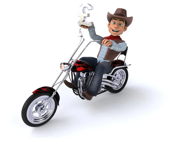 Zeichentrickfigur Mit Motorrad Illustration — Stockfoto