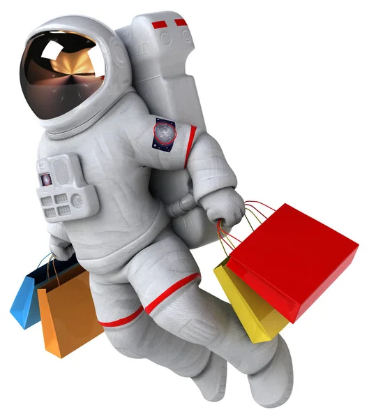 Fun Astronaut Shopping Illustration — Stock Photo, Image