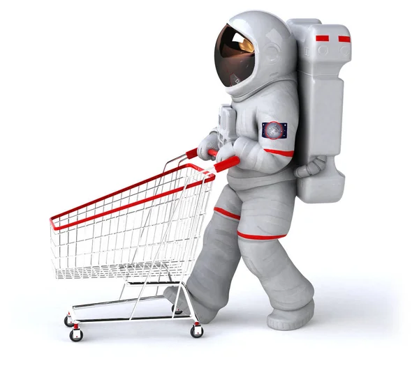 Zábavné Nakupování Astronautů Ilustrace — Stock fotografie