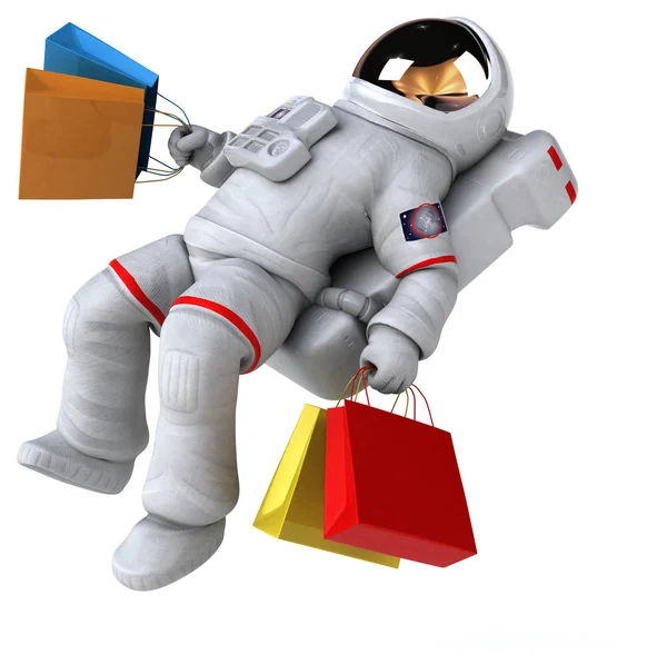 宇航员购物乐趣 3D解说 — 图库照片