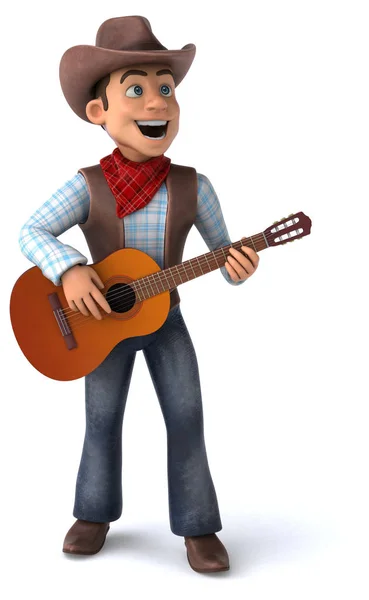 Spaß Cartoon Figur Mit Gitarre Illustration — Stockfoto