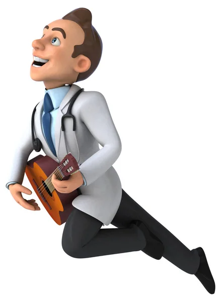 Spaß Cartoon Figur Mit Gitarre Illustration — Stockfoto