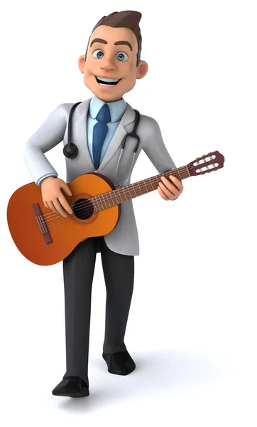 Spaß Cartoon Figur Mit Gitarre Illustration — Stockfoto