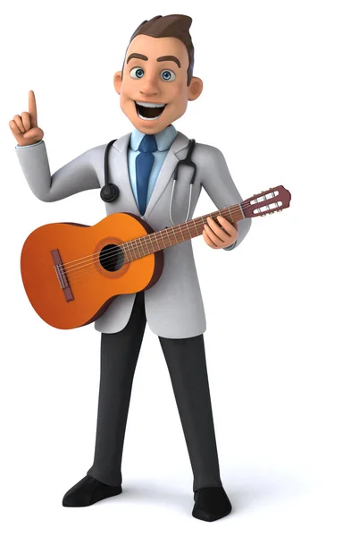 Spaß Cartoon Figur Mit Gitarre Illustration — Stockfoto