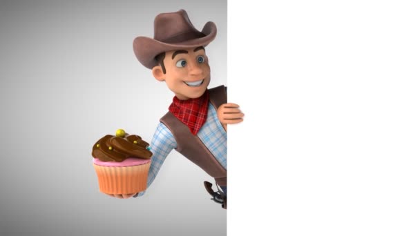 卡通人物配杯蛋糕 3D动画 — 图库视频影像