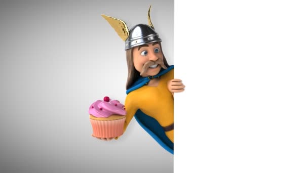 Fun Cartoon Character Gaul Cupcake Animation — Stock Video