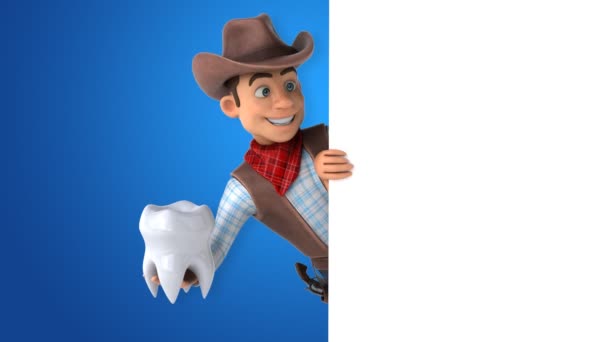 Humour Personnage Dessin Animé Cow Boy Avec Dent Animation — Video