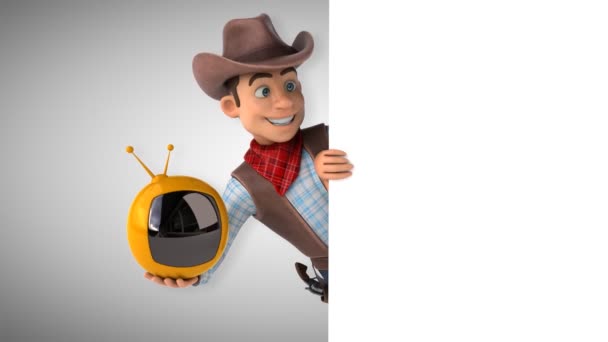 Divertido Personagem Desenho Animado Cowboy Com Animação — Vídeo de Stock