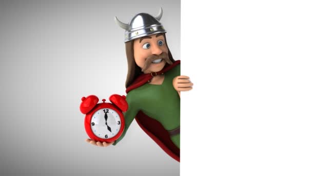 Funny Cartoon Character Alarm Clock Animation — Stock Video