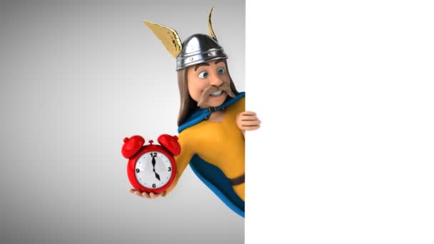 Funny Cartoon Character Alarm Clock Animation — Stock Video