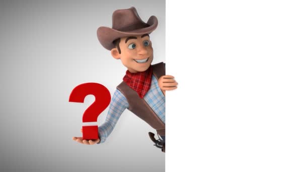 Divertido Personagem Desenho Animado Cowboy Com Pergunta Animação — Vídeo de Stock